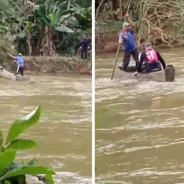 Quilombolas usam tirolesa improvisada para sair de comunidade alagada no Paraná