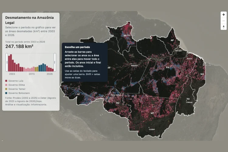 Amazônia perdeu 690 mil árvores a mais por dia sob Bolsonaro do que sob Lula