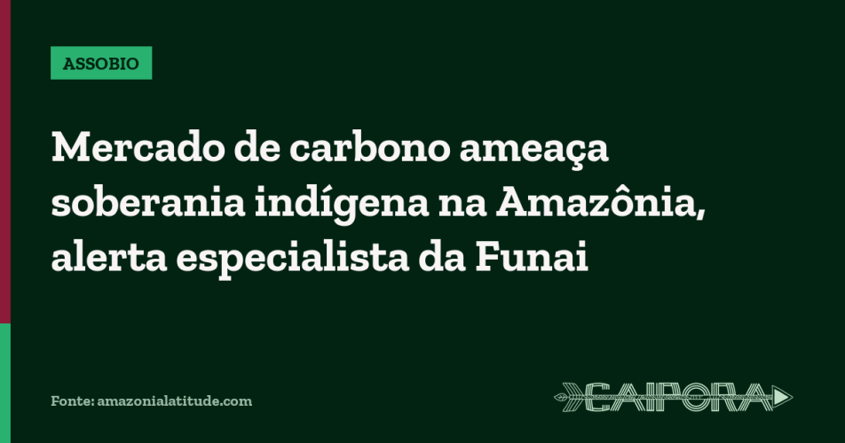 Mercado de carbono ameaça soberania indígena na Amazônia, alerta especialista da Funai